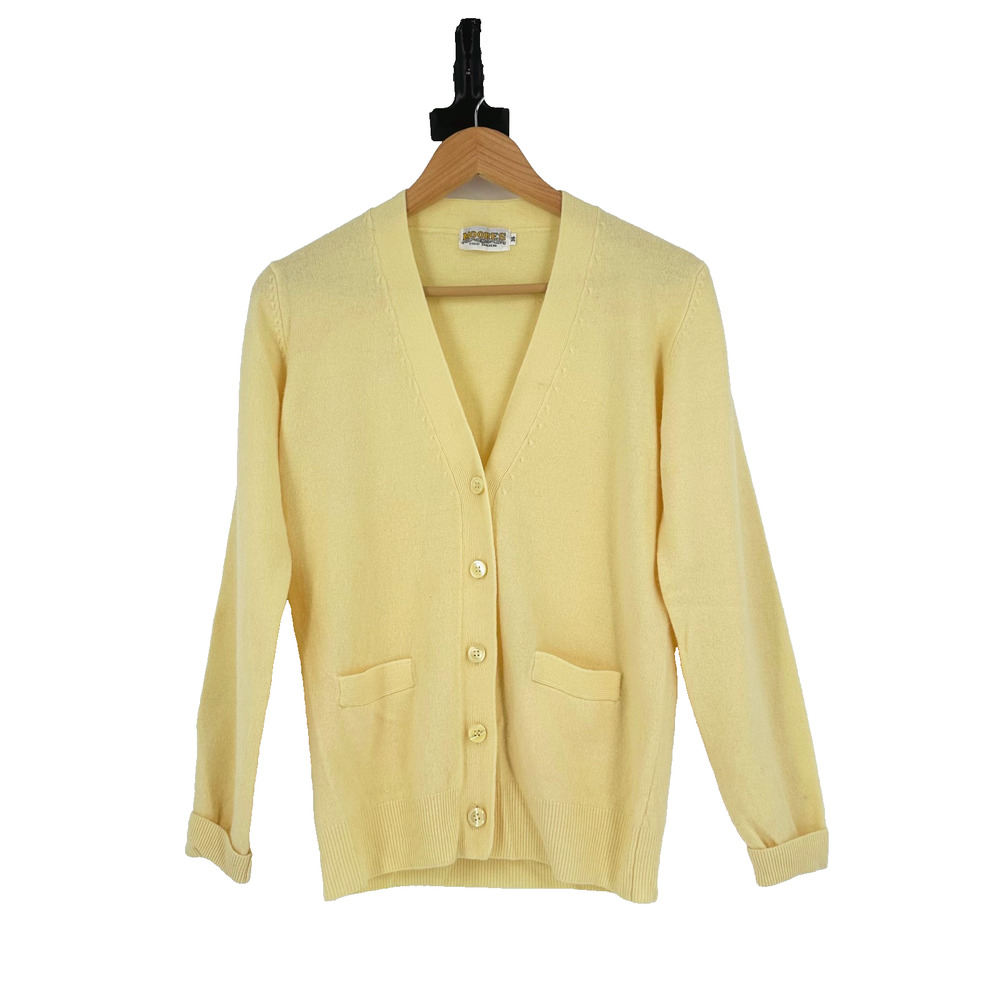 VTG Moors Cashmere Cardigan Size S/M Buttery Yellow Preppy Old Money Minimalist